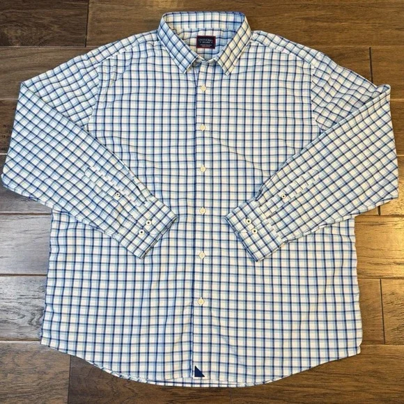 UNTUCKit Performance Button Shirt Men's 2XL  Blue Foris Nylon Stretch Plaid - Picture 3 of 6